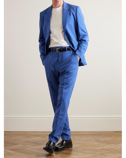 Theory Blue Lucas Ossendrijver Straight-Leg Stretch-Wool Suit Trousers for men
