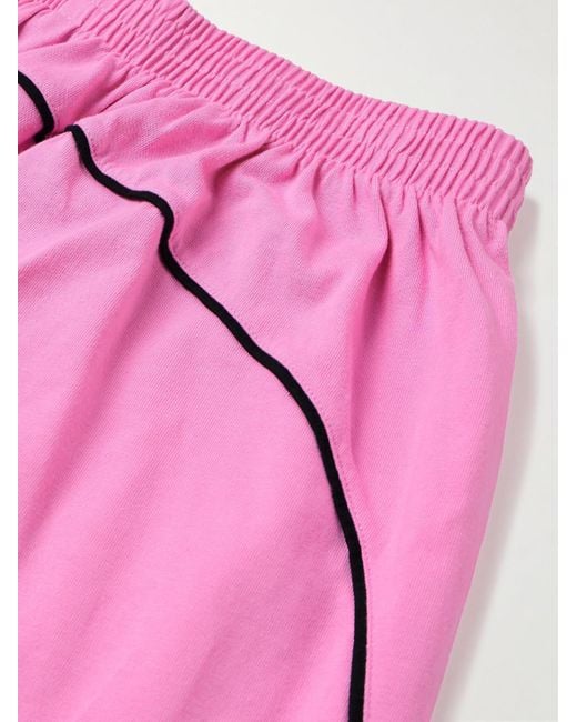 Balenciaga Pink Wide-leg Logo-embroidered Cotton-jersey Shorts for men