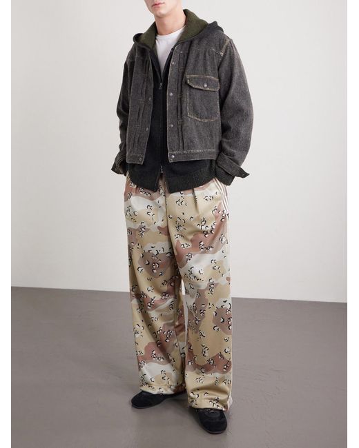 Kapital Natural Straight-leg Pleated Printed Tech-jersey Track Pants for men