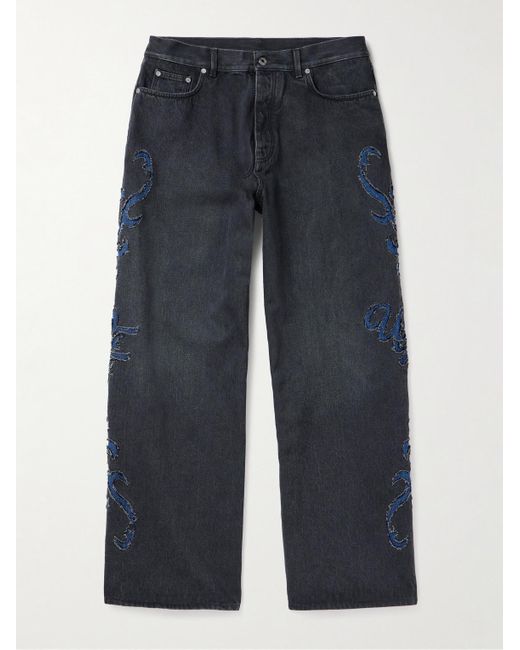 Off-White c/o Virgil Abloh Natlover gerade geschnittene Jeans mit Cut-outs in Blue für Herren