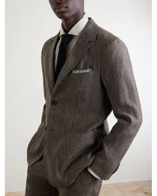 Sunspel Brown Linen Suit Jacket for men