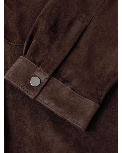STÒFFA Brown Wave Suede Overshirt for men
