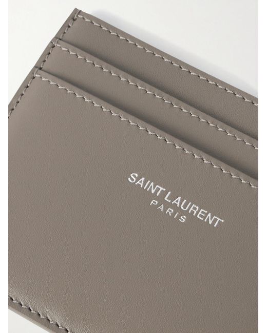 Saint Laurent Gray Logo-print Leather Cardholder for men