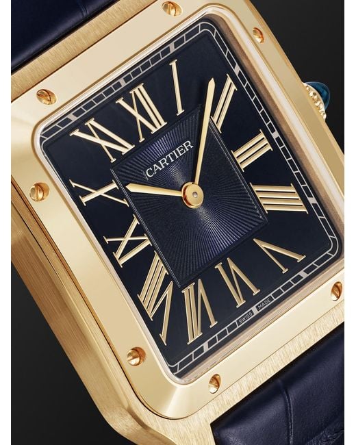 Cartier Blue Santos-Dumont Large 43.5Mm 18-Karat And Alligator Watch, Ref. No. Wgsa0115 for men