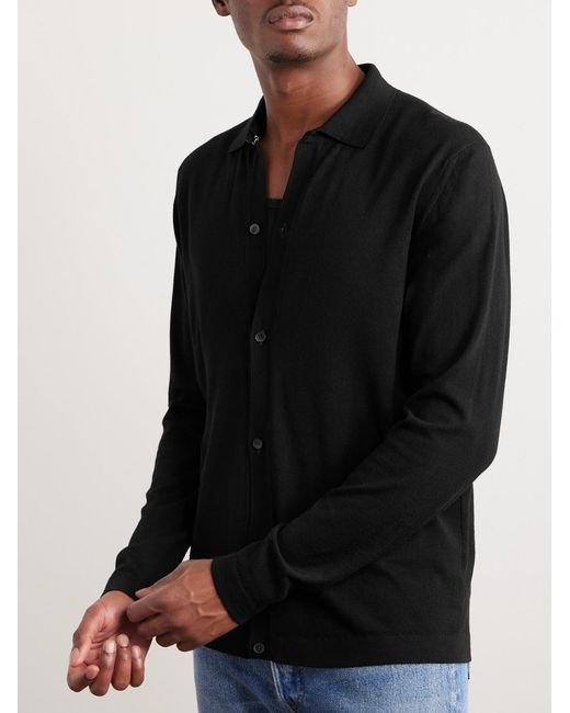 Mr P. Black Frank Merino Wool Cardigan for men