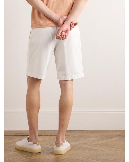 Brunello Cucinelli White Straight-leg Cotton-twill Shorts for men