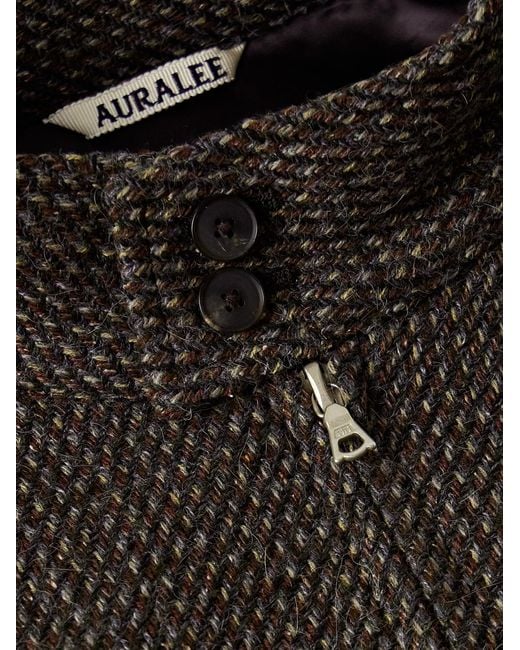 Auralee Gray Wool, Alpaca And Silk-Blend Tweed Bomber Jacket for men