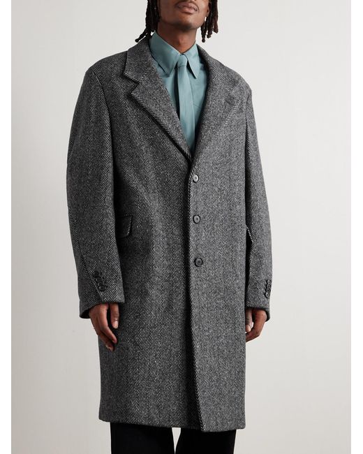 Givenchy Gray Herringbone Wool-blend Coat for men