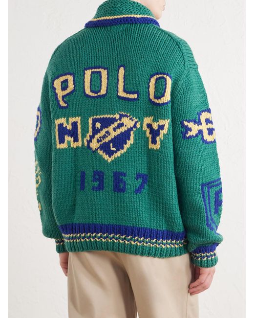 Polo Ralph Lauren Green Intarsia-knit Wool Zip-up Sweater for men