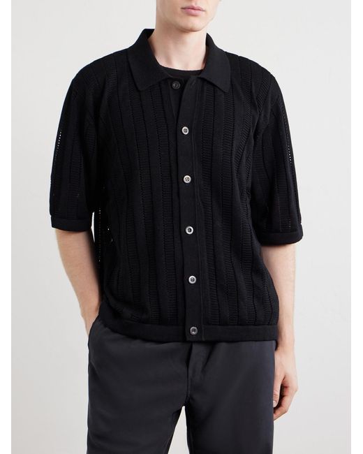 Corridor NYC Blue Pointelle-Knit Cotton Shirt for men
