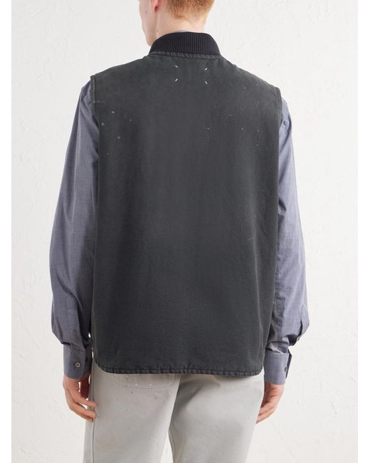 Maison Margiela Black Padded Distressed Denim Vest for men