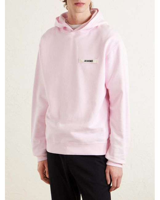 Jacquemus Pink Logo-appliquéd Cotton-jersey Hoodie for men