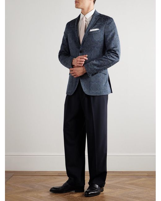 Etro Blue Roma Slim-fit Jacquard Blazer for men