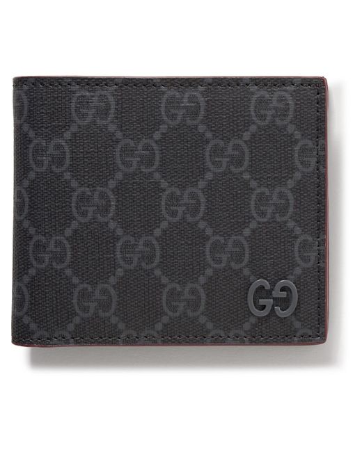 Gucci Black GG Supreme Monogrammed Coated-canvas And Pebble-grain Leather Billfold Wallet for men