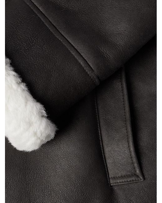Loewe Black Oversized Shearling-lined Leather Jacket for men