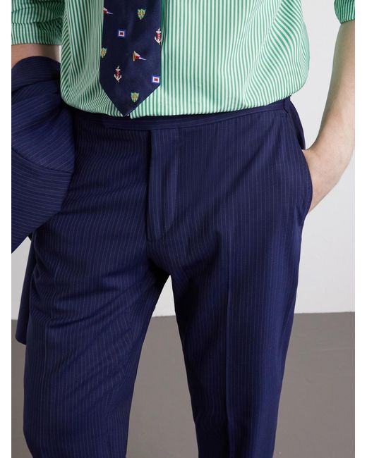 Polo Ralph Lauren Blue Straight-leg Pinstriped Wool-blend Suit Trousers for men