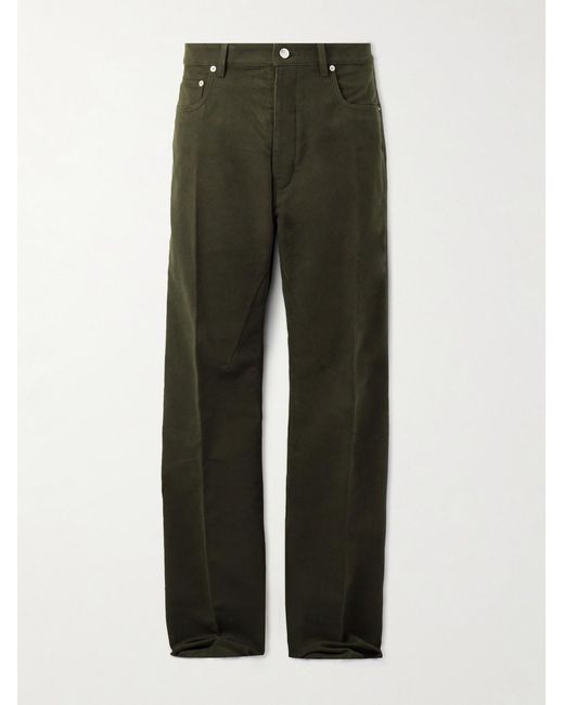 Rick Owens Green Geth Straight-Leg Brushed Cotton-Twill Trousers for men