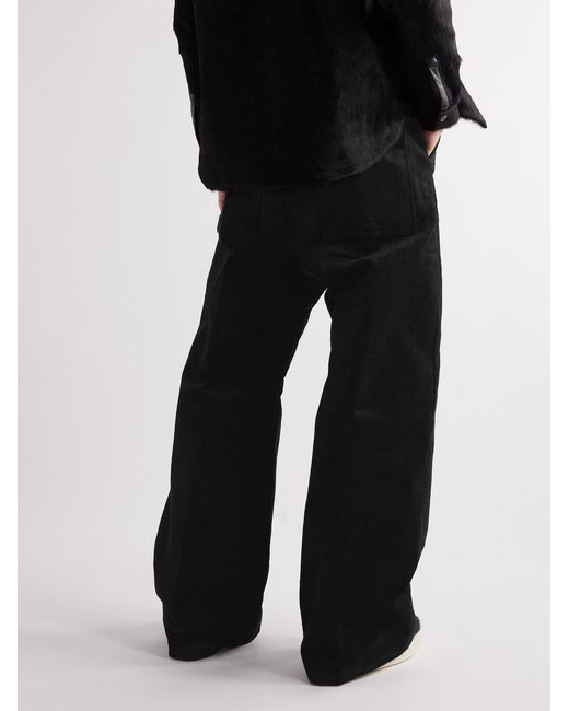 Rick Owens Black Cotton-Corduroy Drawstring Trousers for men