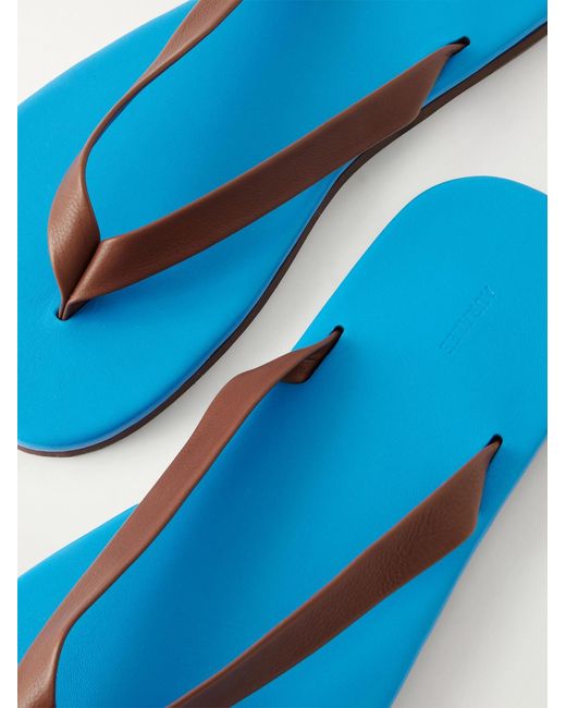 Auralee Blue Leather Flip-Flops for men