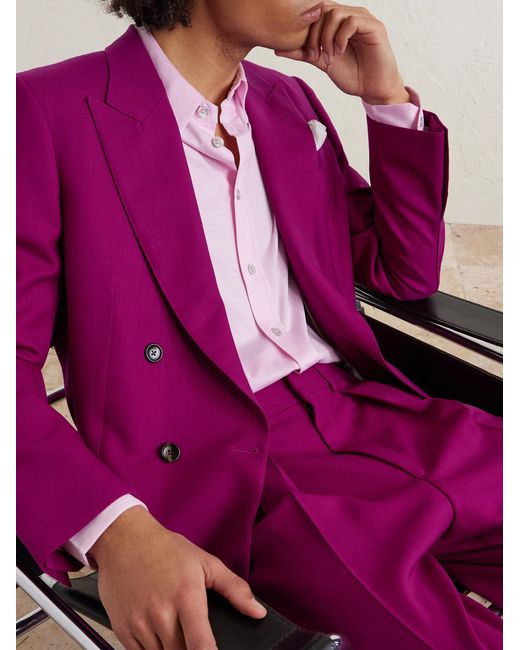 Tom Ford Pink Wide-leg Wool-twill Pleated Suit Trousers for men