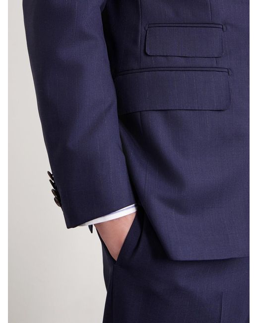 Dunhill Blue Pinstriped Wool Suit Jacket for men