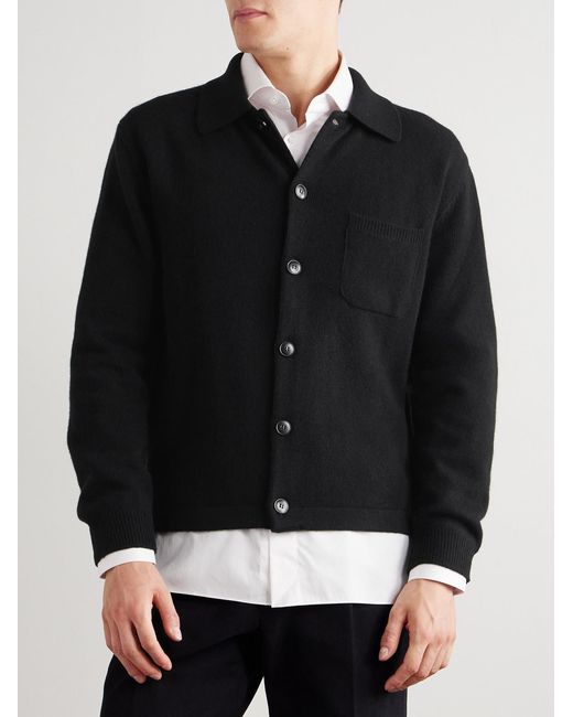 Canali Blue Wool And Cashmere-Blend Cardigan for men