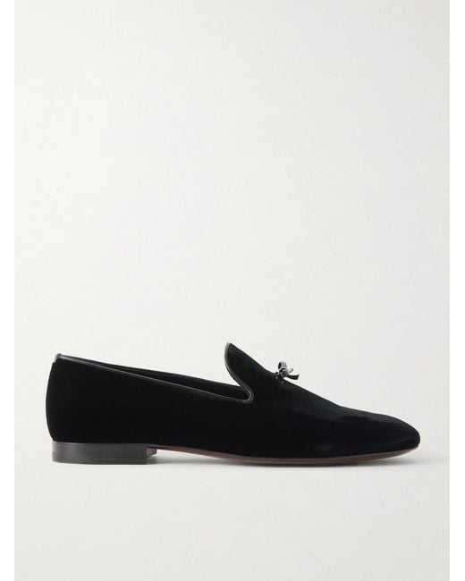 Tom Ford Black Scott Bow-Detailed Velvet Loafers for men