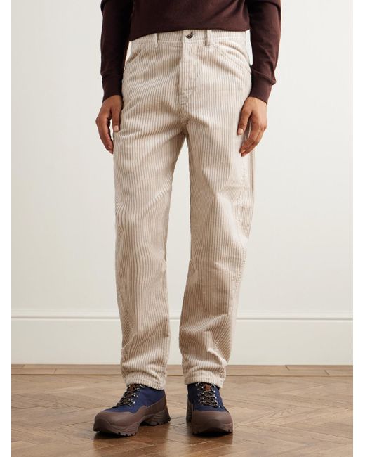 Brunello Cucinelli Natural Slim-Fit Tapered Cotton-Corduroy Trousers for men