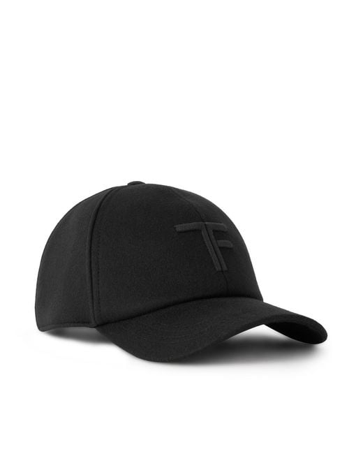 Tom Ford Black Leather-Trimmed Logo-Embroidered Cashmere Baseball Cap