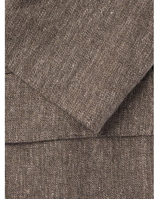 Our Legacy Brown Double-Breasted Linen And Cotton-Blend Blazer for men