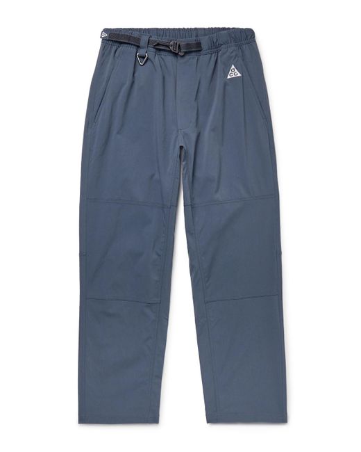 Nike Blue Acg Straight-leg Logo-embroidered Belted Stretch-shell Trousers for men