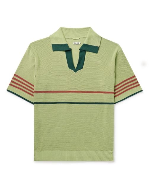 Bode Green Palmer Striped Cotton Polo Shirt for men