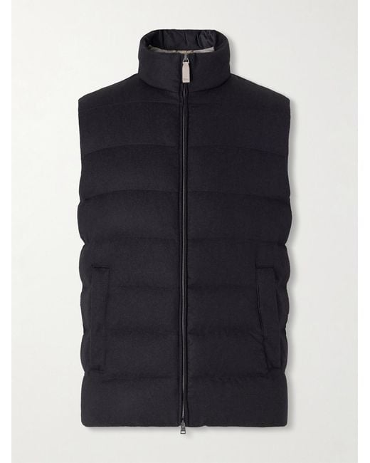 Herno Blue Quilted Silk And Cashmere-Blend Gilet for men