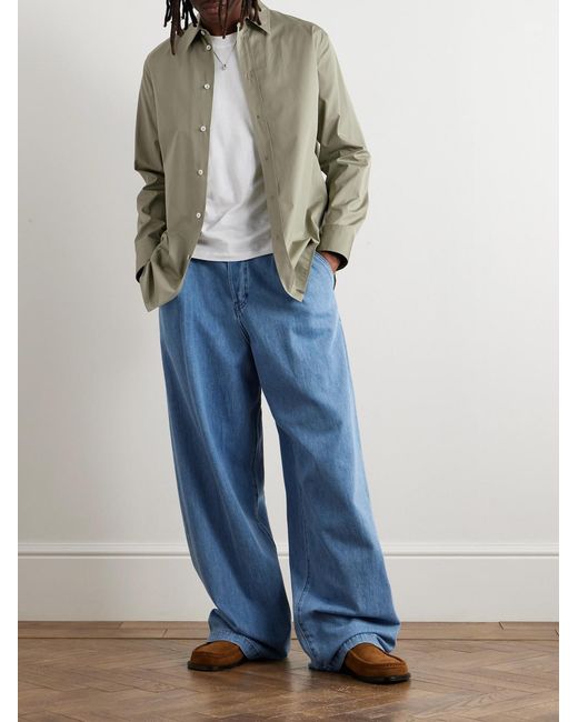 Jil Sander Green Cotton-Poplin Shirt for men