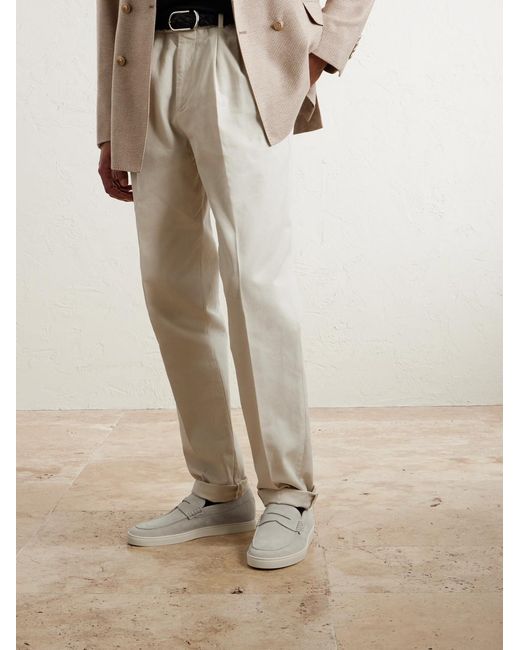 Brunello Cucinelli Natural Suede Penny Loafers for men