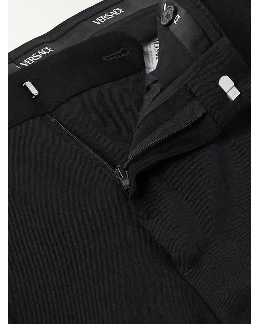 Versace Gerade geschnittene Anzughose aus Woll-Twill mit Falten in Black für Herren