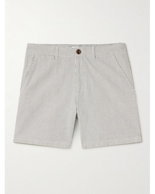 Mr P. Gray Slim-Fit Straight-Leg Striped Cotton Bermuda Shorts for men