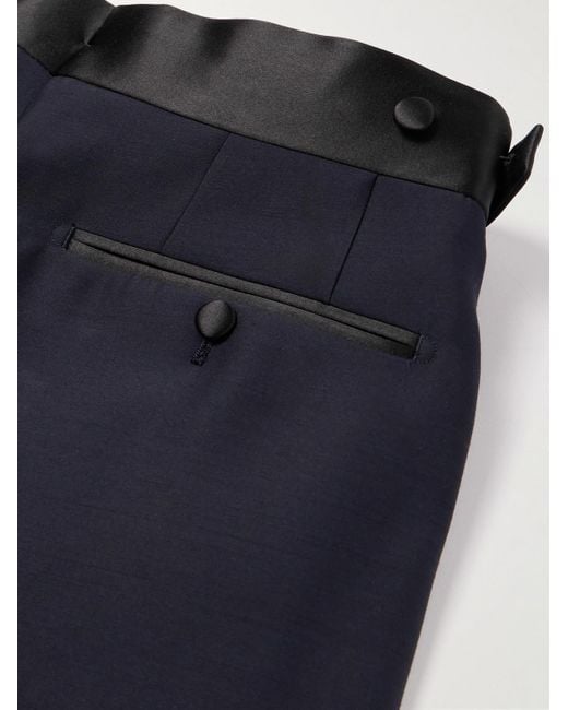 Tom Ford Gerade geschnittene Smokinghose aus einer Woll-Seidenmischung in Blue für Herren