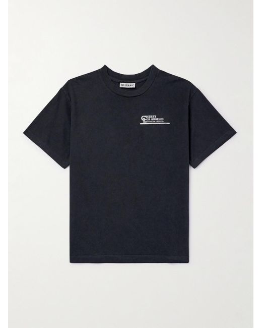 T-shirt in jersey di cotone tinta in capo con logo American Outdoorsman di CHERRY LA in Blue da Uomo