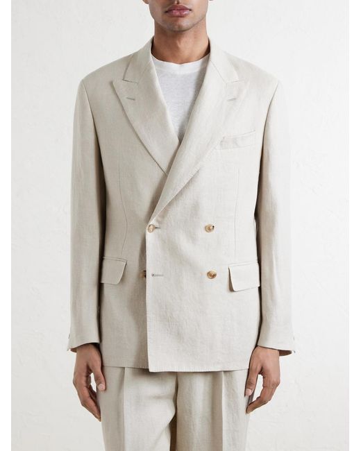 Kaptain Sunshine White Double-breasted Linen And Silk-blend Jacket for men