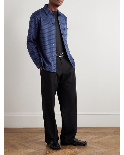 Paul Smith Blue Houndstooth Cotton-blend Shirt for men