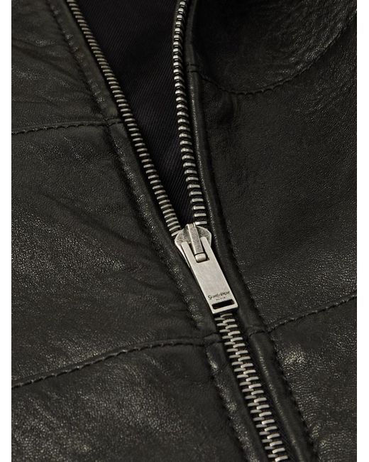 Saint Laurent Black Teddy Panelled Full-grain Leather Blouson Jacket for men