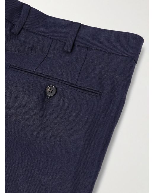 Loro Piana Blue Carlo Straight-leg Linen Suit Trousers for men