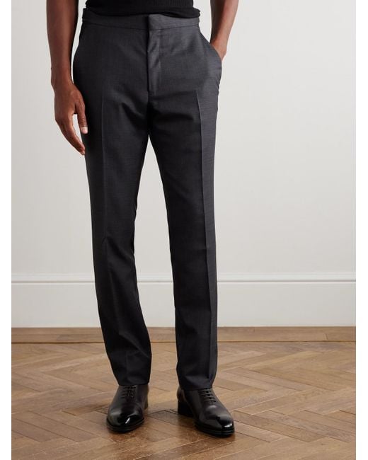 Tom Ford Blue Shelton Straight-Leg Wool-Flannel Trousers for men