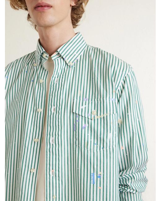 Polo Ralph Lauren Blue Button-down Collar Paint-splattered Cotton-poplin Shirt for men