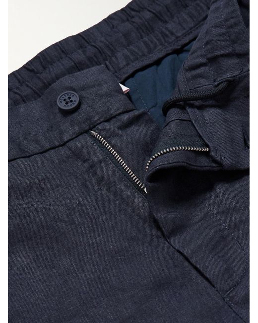 Orlebar Brown Blue Cornell Slim-Fit Straight-Leg Washed Linen Trousers for men