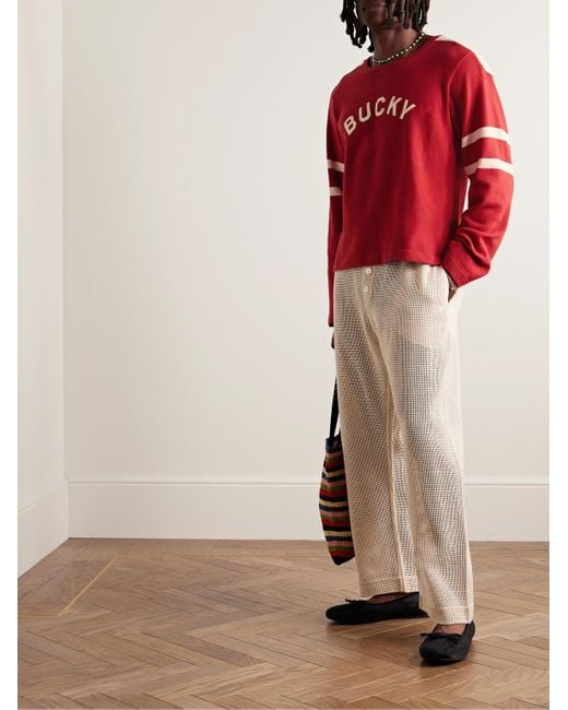 Bode Red Appliquéd Striped Cotton-jersey Sweatshirt for men