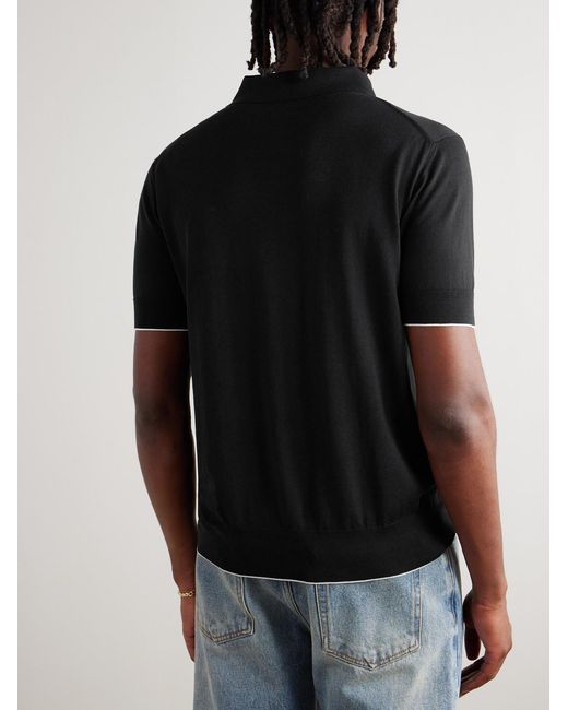 Balmain Black Logo-Embroidered Silk-Blend Polo Shirt for men