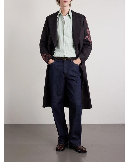 Dries Van Noten White Striped Cotton-Poplin Shirt for men