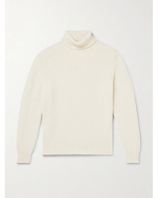 William Lockie Natural Alain Wool Rollneck Sweater for men